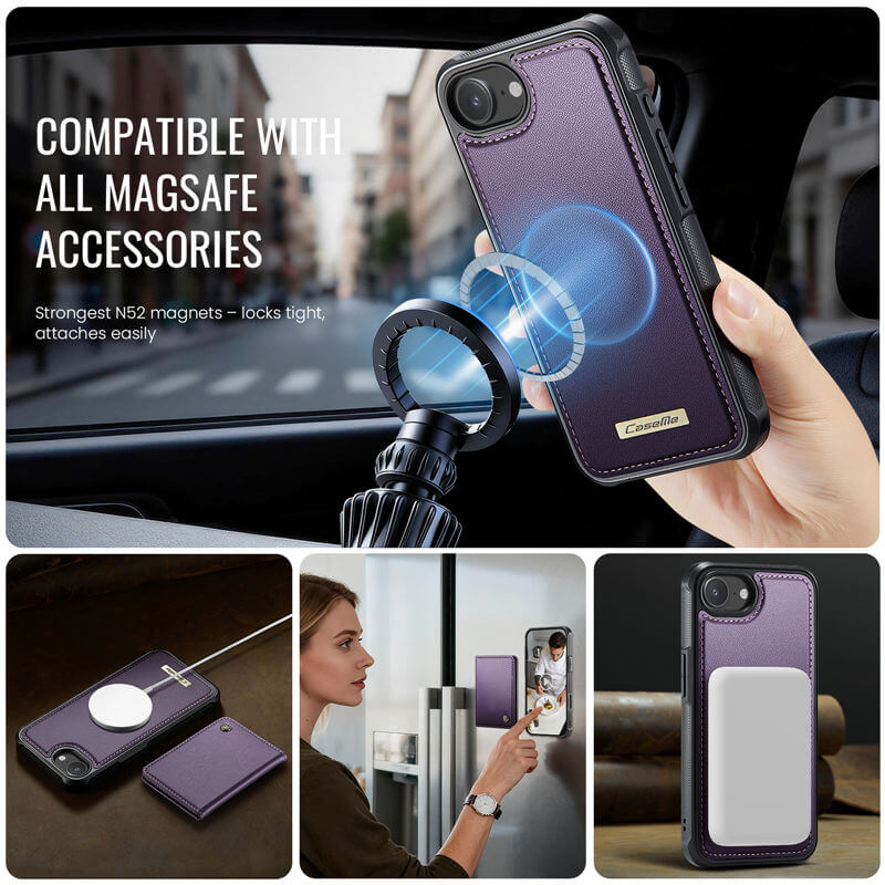 CaseMe iPhone 17e 2-in-1 Detachable Magnetic Wallet Case