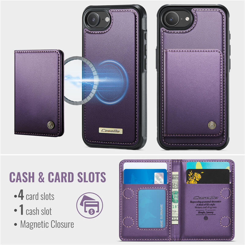 CaseMe iPhone 17e 2-in-1 Detachable Magnetic Wallet Case