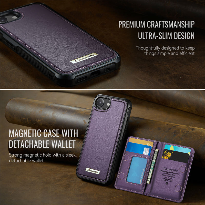 CaseMe iPhone 17e 2-in-1 Detachable Magnetic Wallet Case