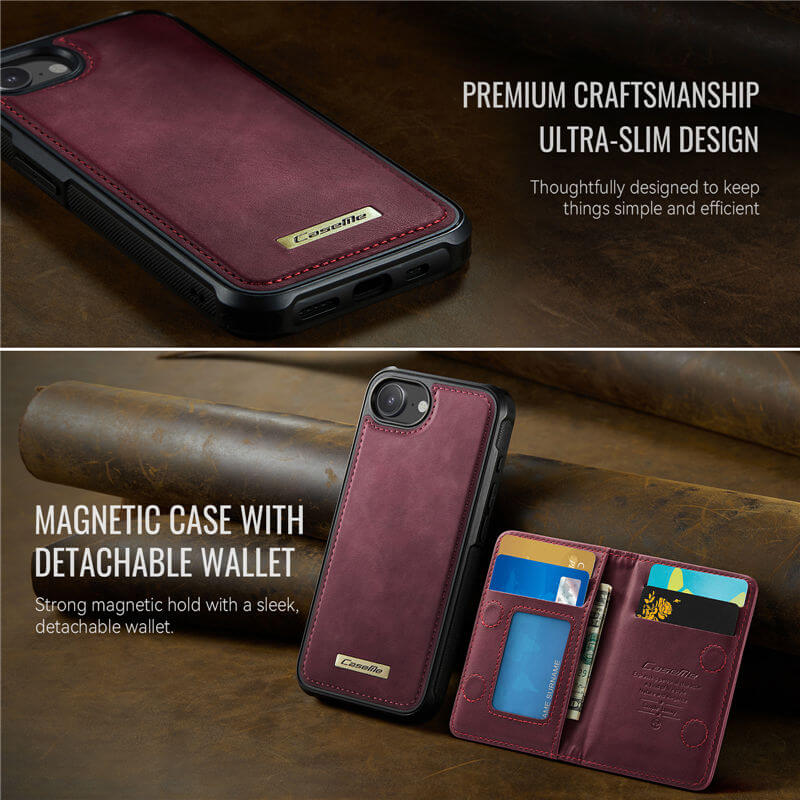 CaseMe iPhone 16e 2-in-1 Detachable Magnetic Wallet Case