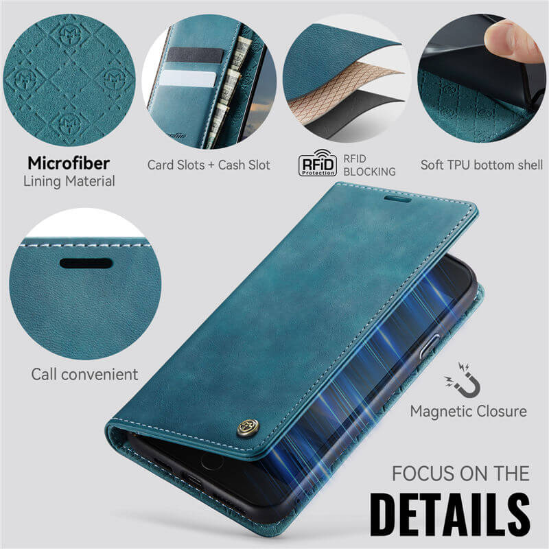 CaseMe iPhone 7 Plus/8 Plus Magnetic Wallet Case with RFID Blocking