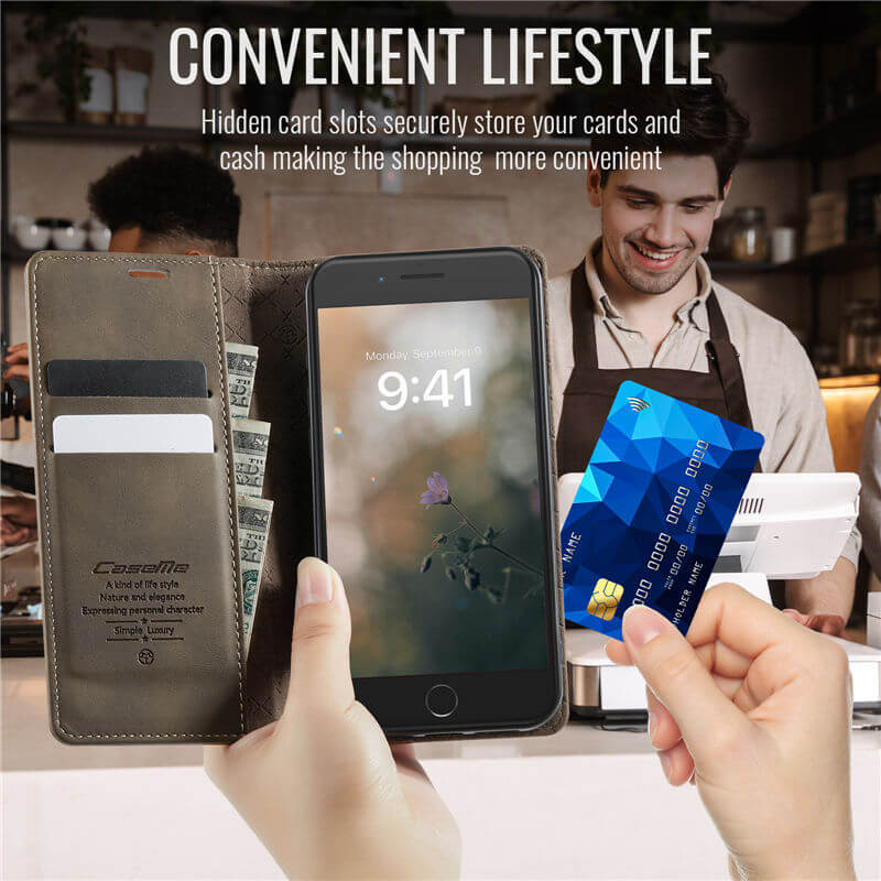 CaseMe iPhone 7 Plus/8 Plus Magnetic Wallet Case with RFID Blocking