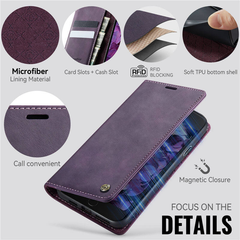 CaseMe iPhone 7 Plus/8 Plus Magnetic Wallet Case with RFID Blocking