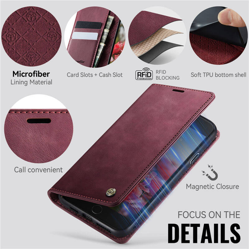 CaseMe iPhone 7 Plus/8 Plus Magnetic Wallet Case with RFID Blocking