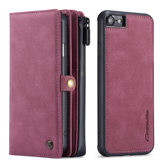 CaseMe iPhone SE 2020 Vintage Multi-Functional Wallet Case Red