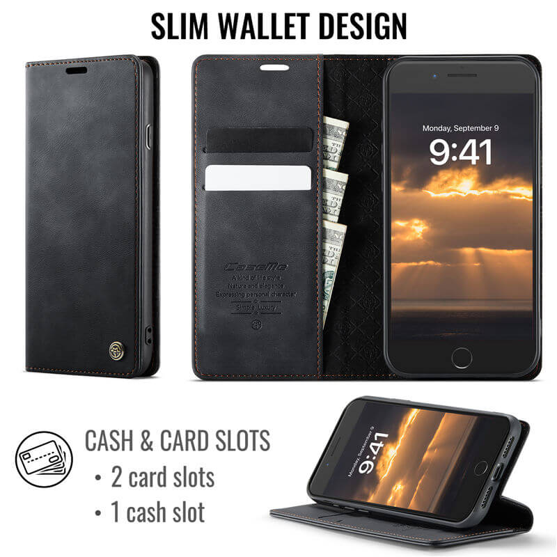 CaseMe iPhone 7/8/SE 2020/SE 2022 Magnetic Wallet Case with RFID Blocking