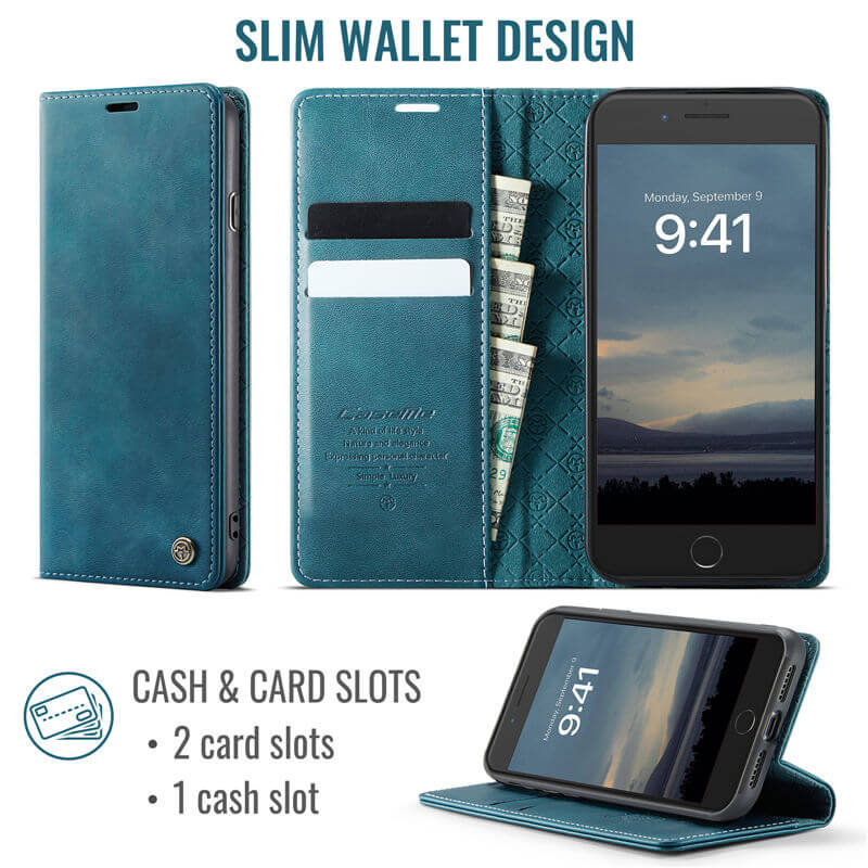 CaseMe iPhone 7/8/SE 2020/SE 2022 Magnetic Wallet Case with RFID Blocking