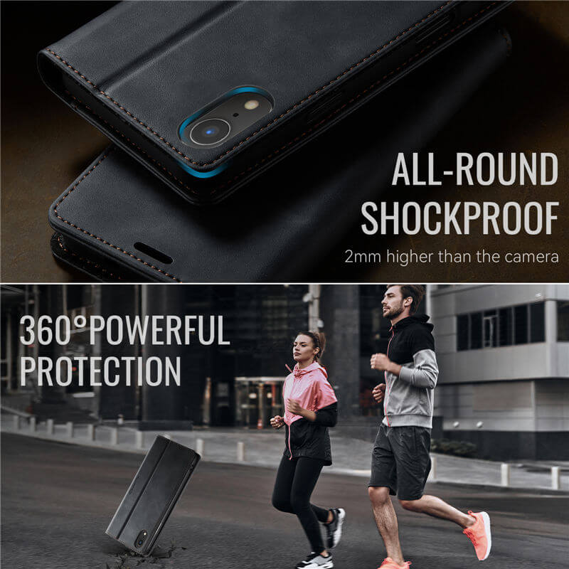 CaseMe iPhone XR Magnetic Wallet Case with RFID Blocking
