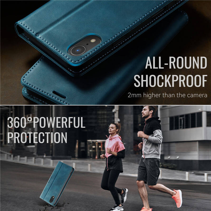 CaseMe iPhone XR Magnetic Wallet Case with RFID Blocking