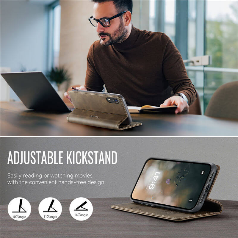 CaseMe iPhone XR Magnetic Wallet Case with RFID Blocking
