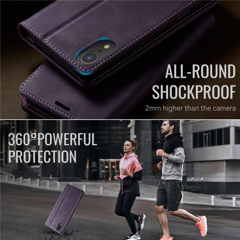 CaseMe iPhone XR Magnetic Wallet Case with RFID Blocking