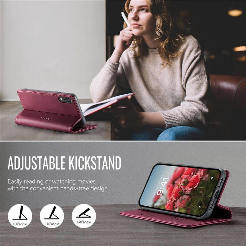 CaseMe iPhone XR Magnetic Wallet Case with RFID Blocking