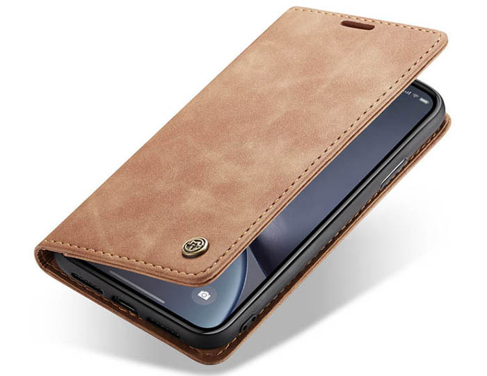 CaseMe iPhone XR Retro Wallet Kickstand Magnetic Flip Leather Case