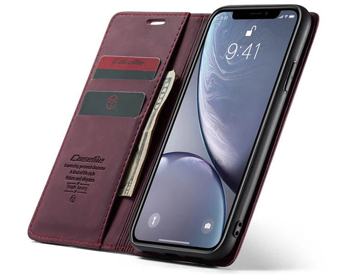 CaseMe iPhone XR Retro Wallet Kickstand Magnetic Flip Leather Case