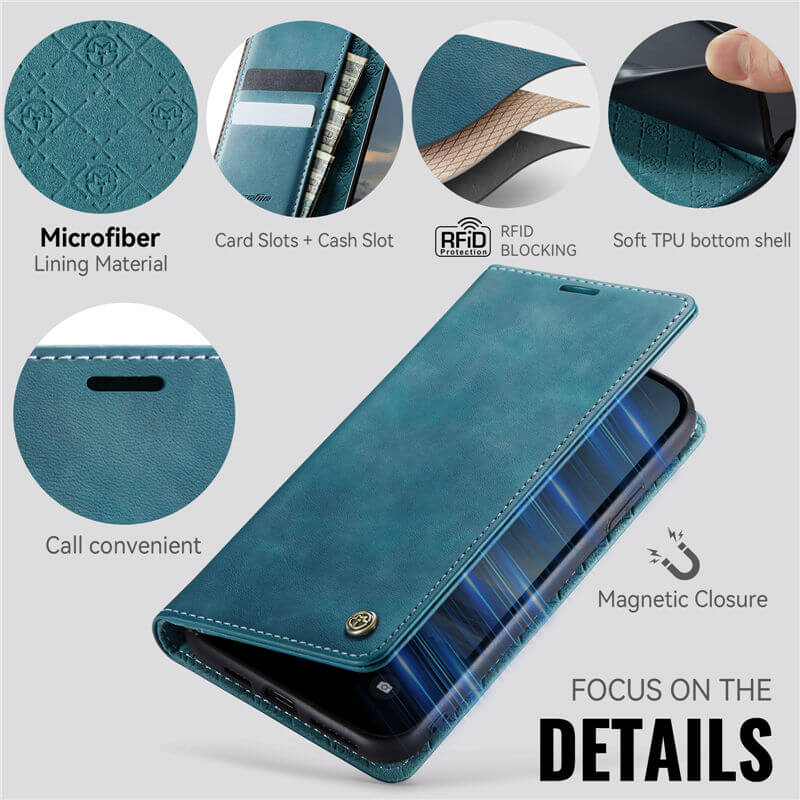 CaseMe iPhone X/XS Magnetic Wallet Case with RFID Blocking