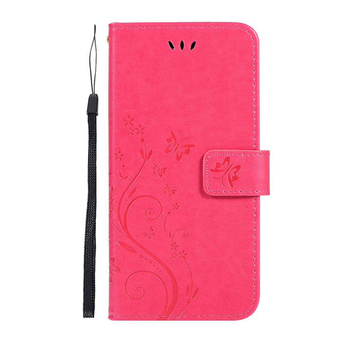 Samsung Galaxy A71 Butterfly Pattern Wallet Magnetic Stand Case Red