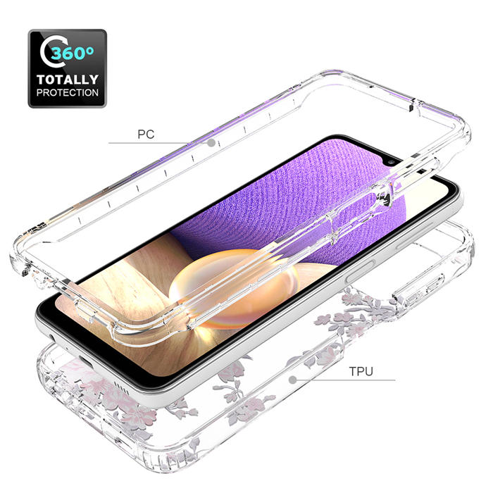 Samsung Galaxy A32 5G Clear Bumper TPU Rose Flowers Case