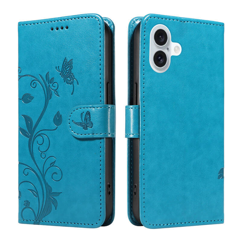 For iPhone 16 Plus Apricot Blossom Embossed Pattern Wallet Case