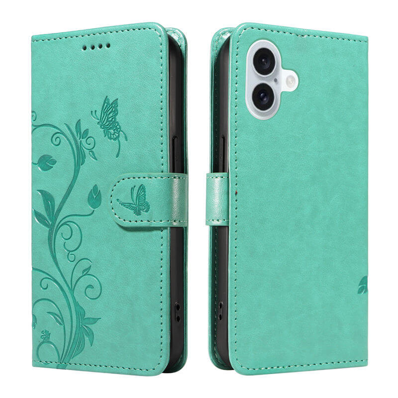 For iPhone 16 Plus Apricot Blossom Embossed Pattern Wallet Case