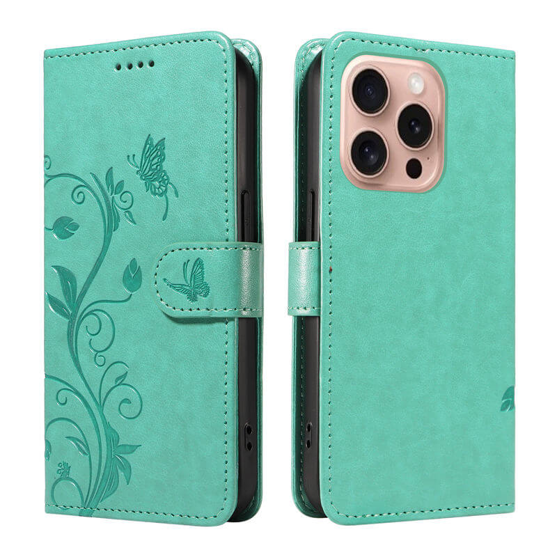 For iPhone 16 Pro Apricot Blossom Embossed Pattern Wallet Case