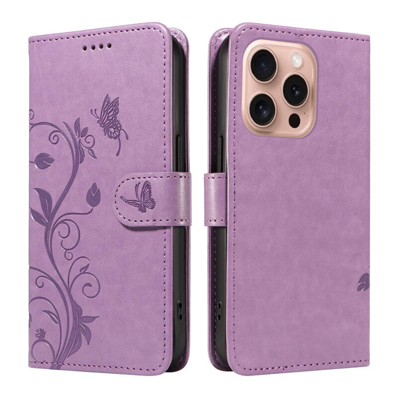 For iPhone 16 Pro Apricot Blossom Embossed Pattern Wallet Case