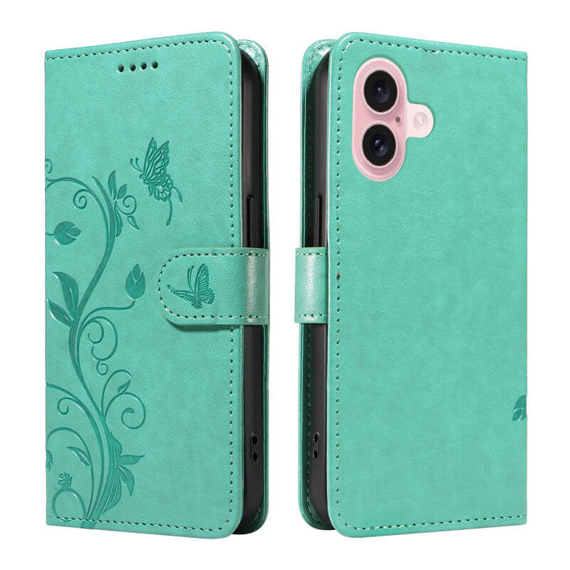 For iPhone 16 Apricot Blossom Embossed Pattern Wallet Case