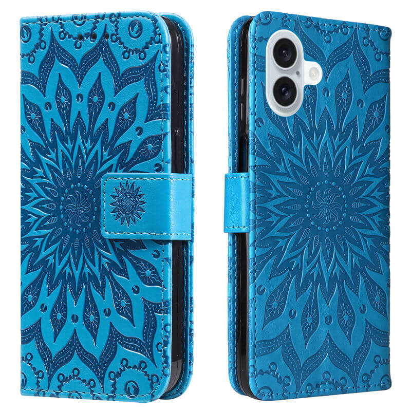 For iPhone 16 Plus Apricot Blossom Embossed Pattern Wallet Case