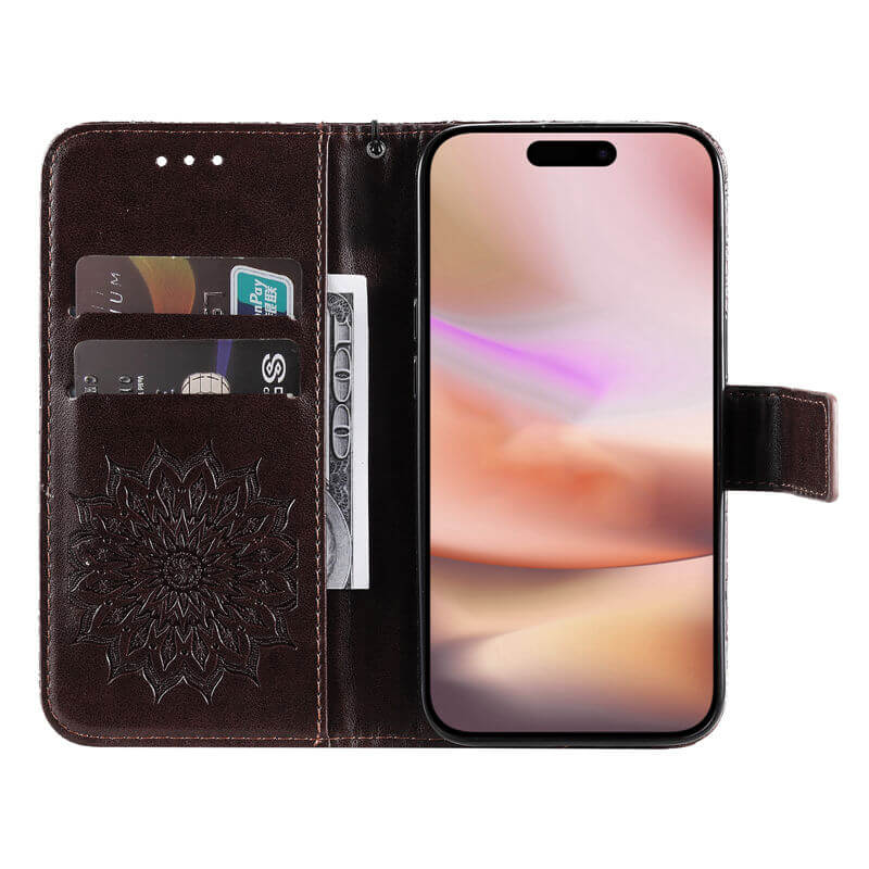 For iPhone 16 Plus Apricot Blossom Embossed Pattern Wallet Case