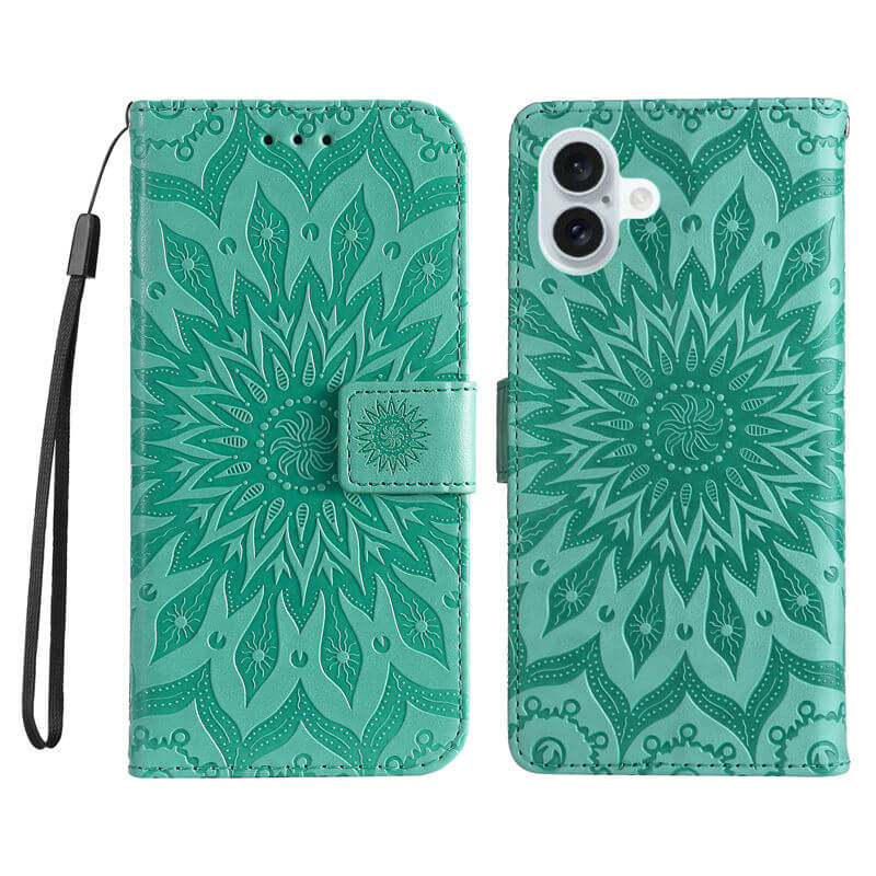 For iPhone 16 Plus Apricot Blossom Embossed Pattern Wallet Case