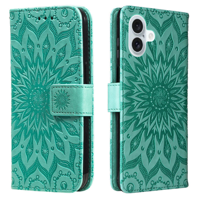 For iPhone 16 Plus Apricot Blossom Embossed Pattern Wallet Case