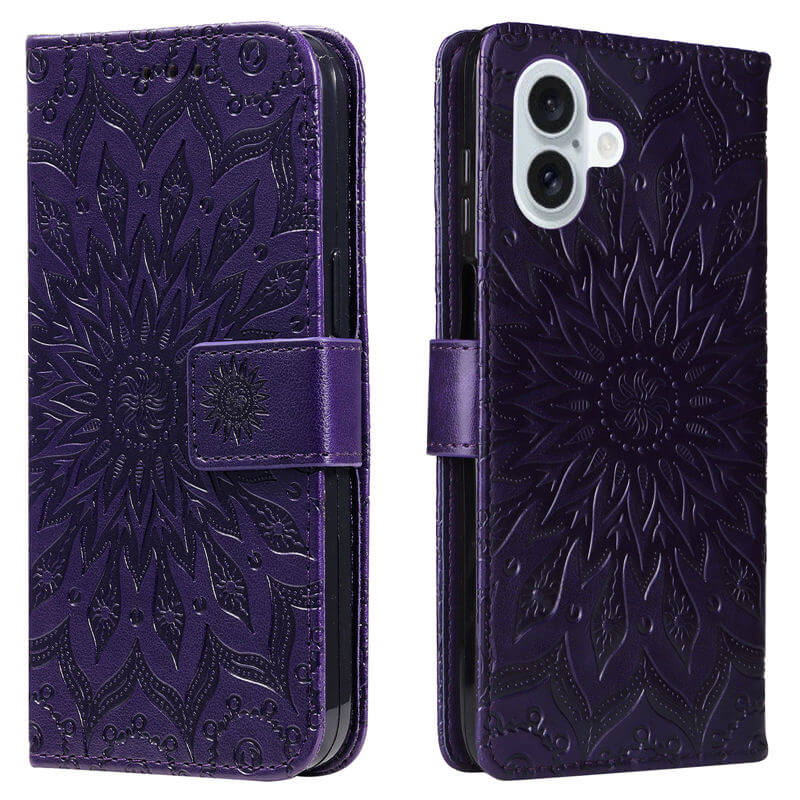 For iPhone 16 Plus Apricot Blossom Embossed Pattern Wallet Case