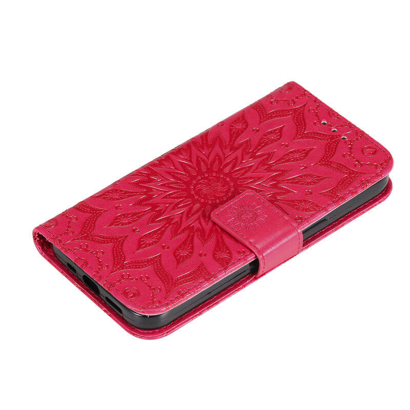 For iPhone 16 Plus Apricot Blossom Embossed Pattern Wallet Case