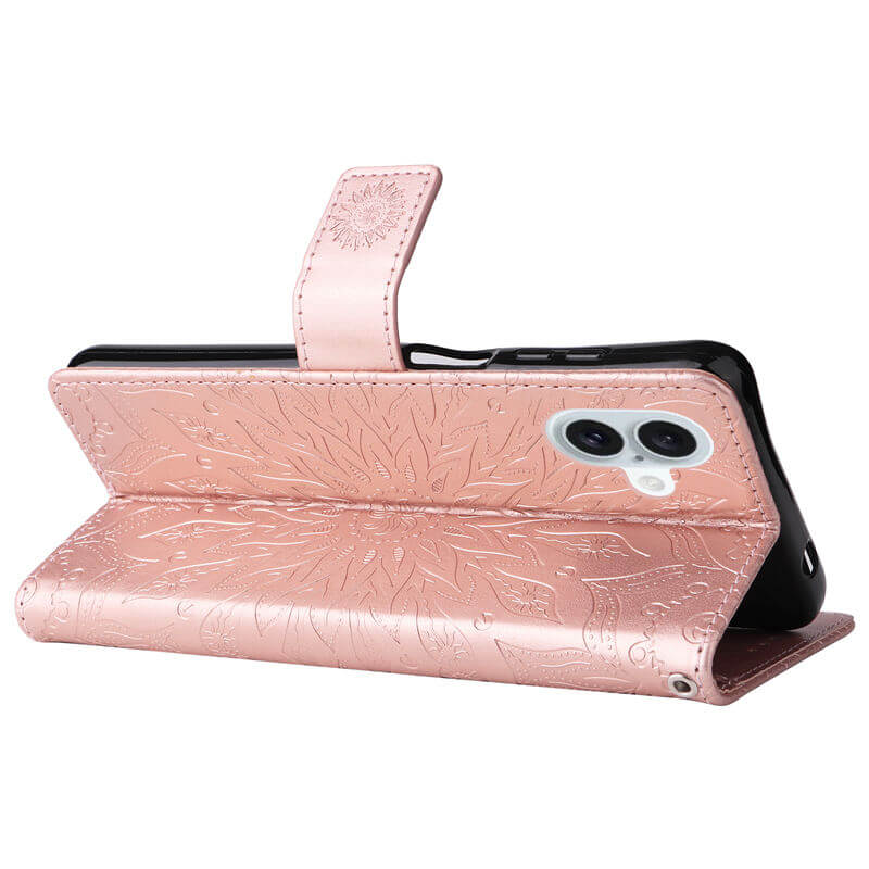 For iPhone 16 Plus Apricot Blossom Embossed Pattern Wallet Case