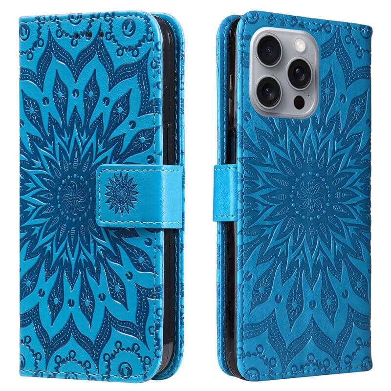 For iPhone 16 Pro Max Apricot Blossom Embossed Pattern Wallet Case