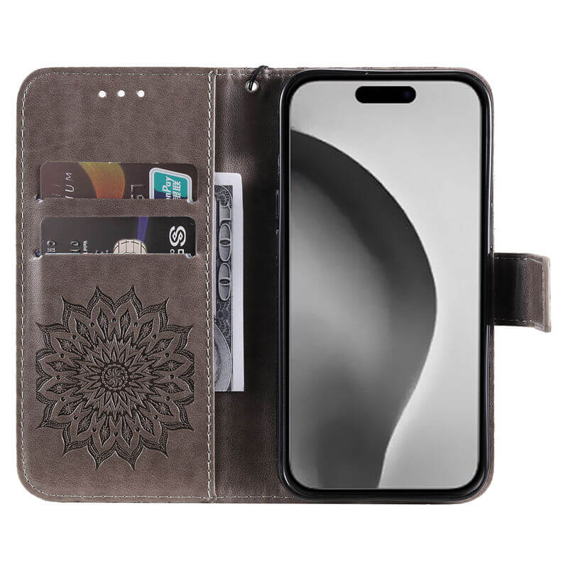 For iPhone 16 Pro Max Apricot Blossom Embossed Pattern Wallet Case