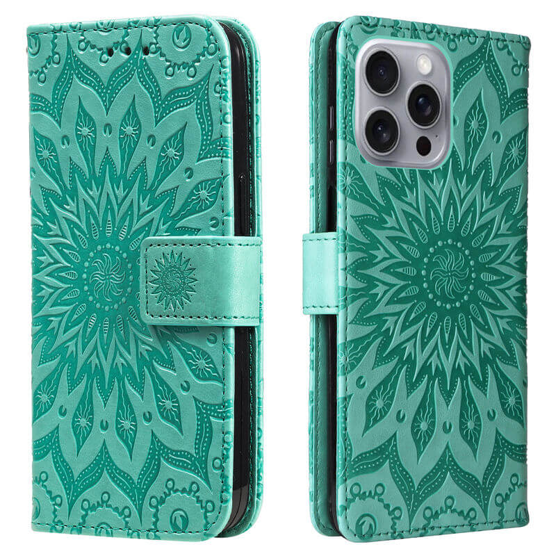 For iPhone 16 Pro Max Apricot Blossom Embossed Pattern Wallet Case