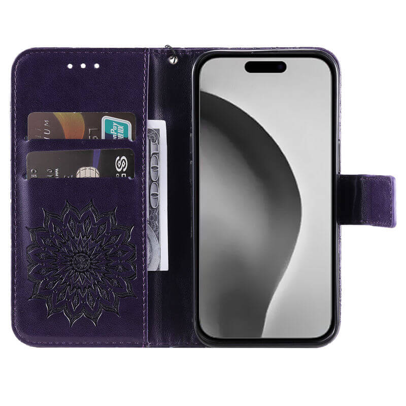 For iPhone 16 Pro Max Apricot Blossom Embossed Pattern Wallet Case