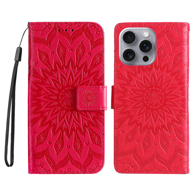 For iPhone 16 Pro Max Apricot Blossom Embossed Pattern Wallet Case