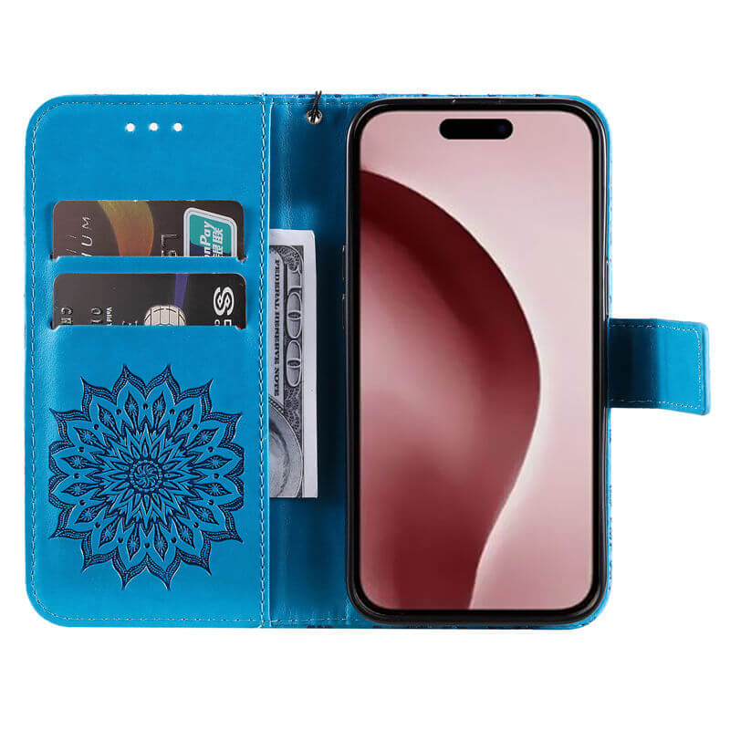 For iPhone 16 Pro Apricot Blossom Embossed Pattern Wallet Case