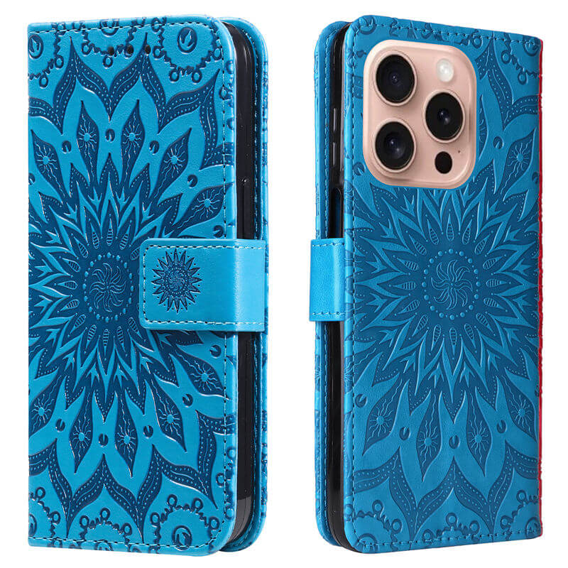 For iPhone 16 Pro Apricot Blossom Embossed Pattern Wallet Case