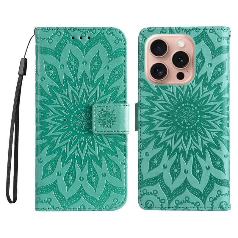 For iPhone 16 Pro Apricot Blossom Embossed Pattern Wallet Case