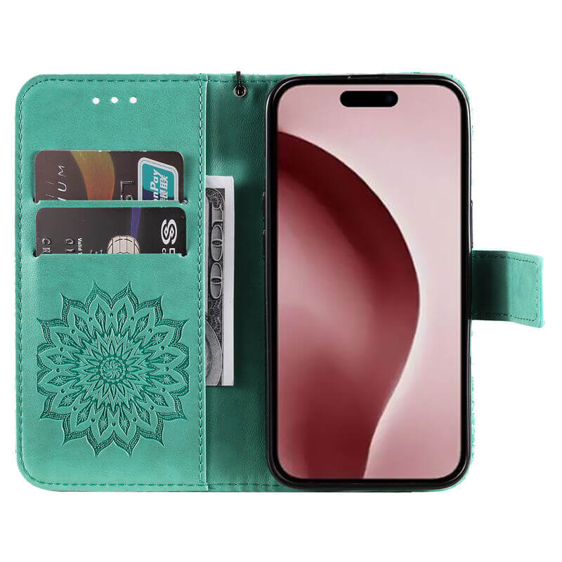 For iPhone 16 Pro Apricot Blossom Embossed Pattern Wallet Case