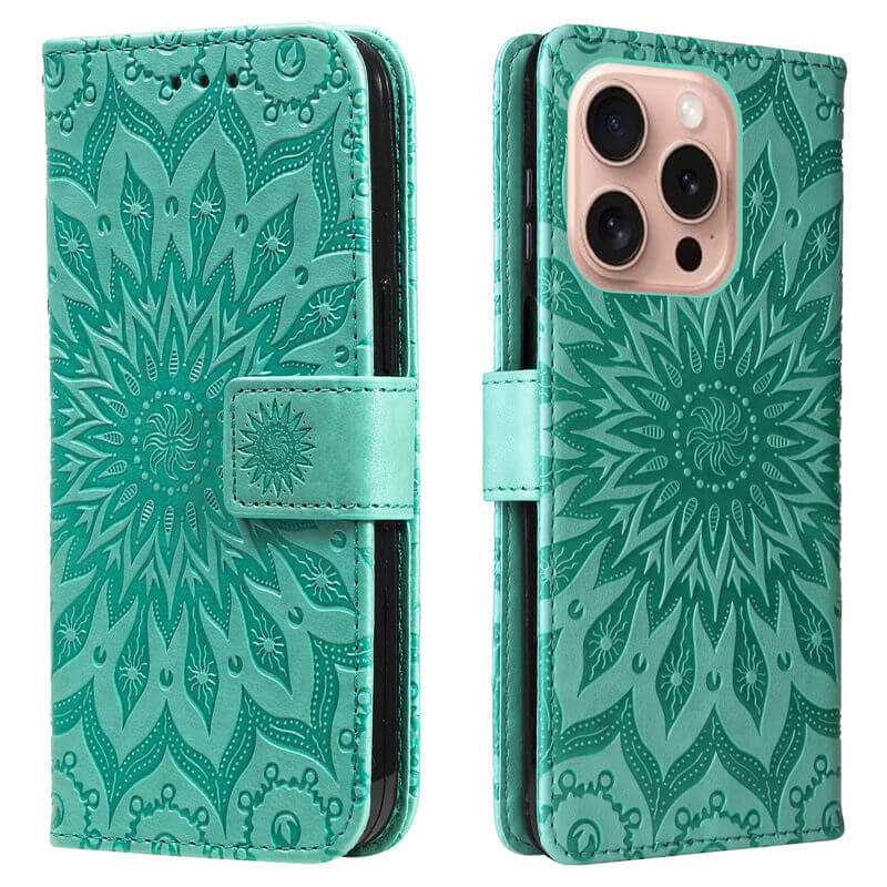 For iPhone 16 Pro Apricot Blossom Embossed Pattern Wallet Case