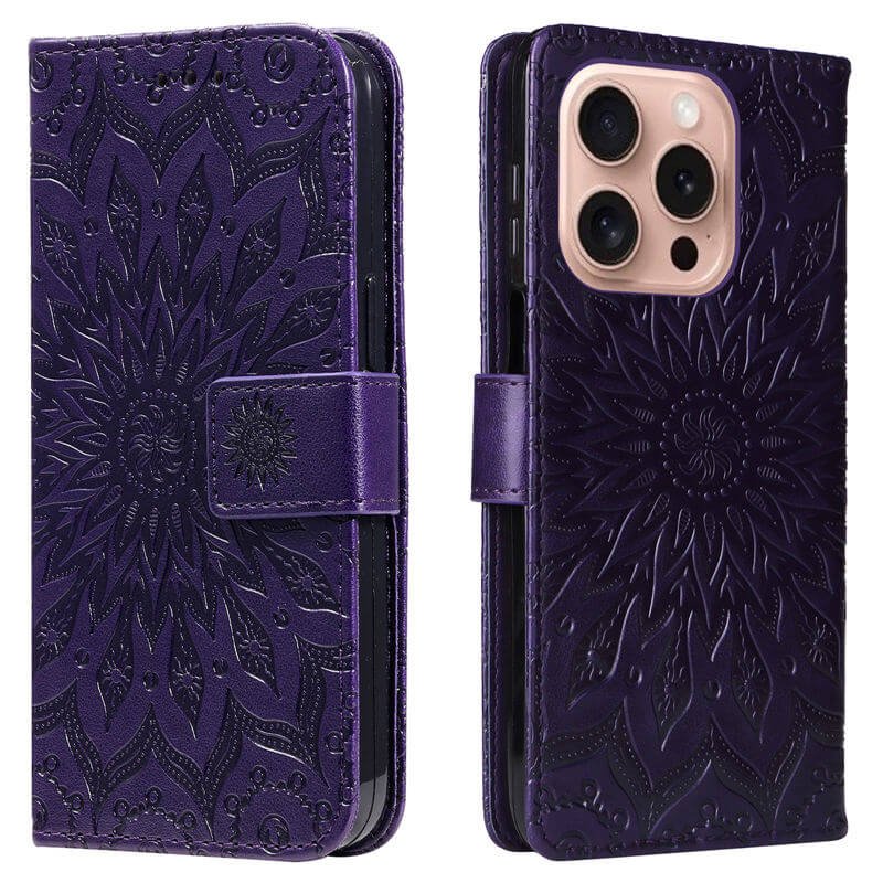 For iPhone 16 Pro Apricot Blossom Embossed Pattern Wallet Case