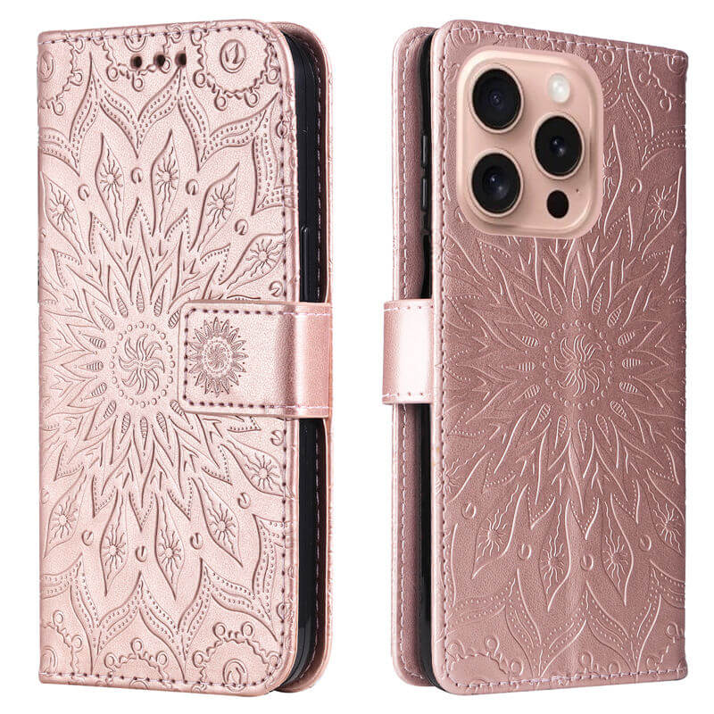 For iPhone 16 Pro Apricot Blossom Embossed Pattern Wallet Case