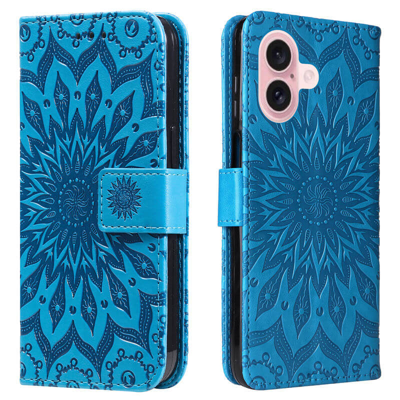 For iPhone 16 Apricot Blossom Embossed Pattern Wallet Case