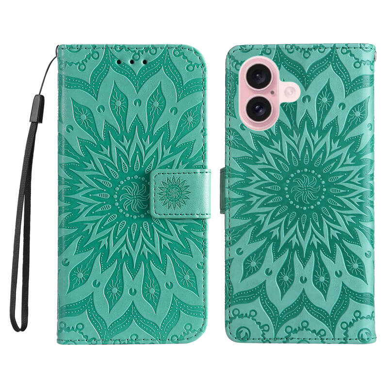 For iPhone 16 Apricot Blossom Embossed Pattern Wallet Case