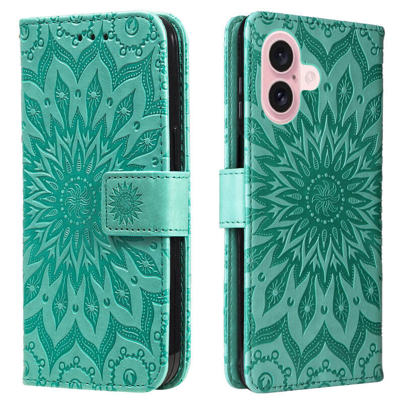 For iPhone 16 Apricot Blossom Embossed Pattern Wallet Case