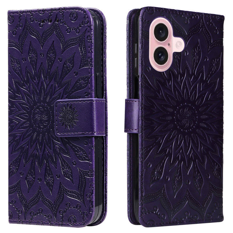 For iPhone 16 Apricot Blossom Embossed Pattern Wallet Case