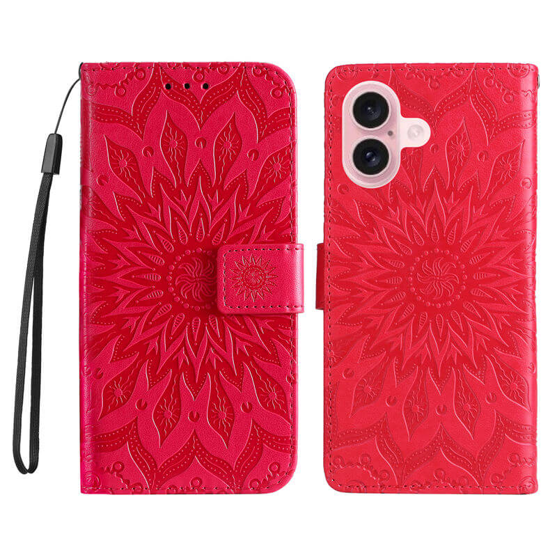 For iPhone 16 Apricot Blossom Embossed Pattern Wallet Case